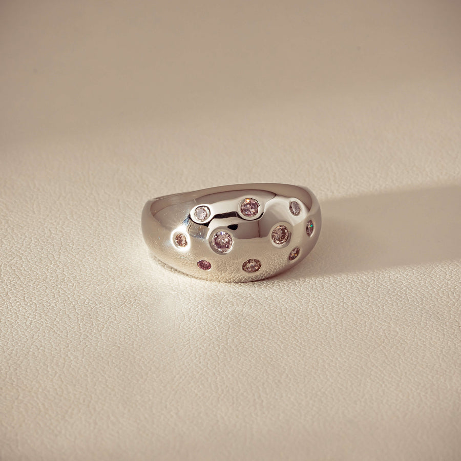 Deja Vu Platinum .46ct Pink Diamond Dome Ring
