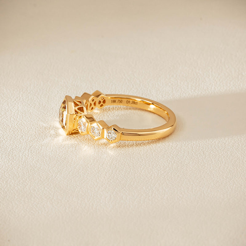 18ct Yellow Gold 1.28ct Octagonal Cognac Diamond Ring