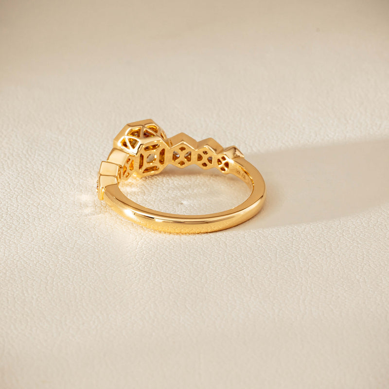 18ct Yellow Gold 1.28ct Octagonal Cognac Diamond Ring