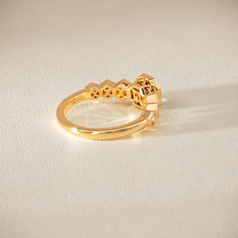18ct Yellow Gold 1.28ct Octagonal Cognac Diamond Ring