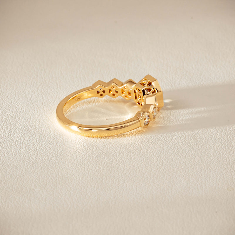 18ct Yellow Gold 1.28ct Octagonal Cognac Diamond Ring