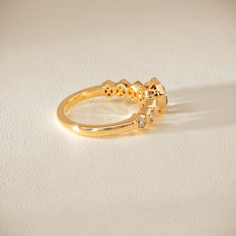 18ct Yellow Gold 1.28ct Octagonal Cognac Diamond Ring