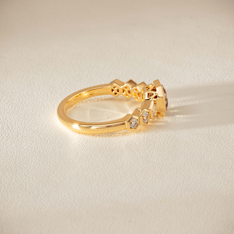 18ct Yellow Gold 1.28ct Octagonal Cognac Diamond Ring