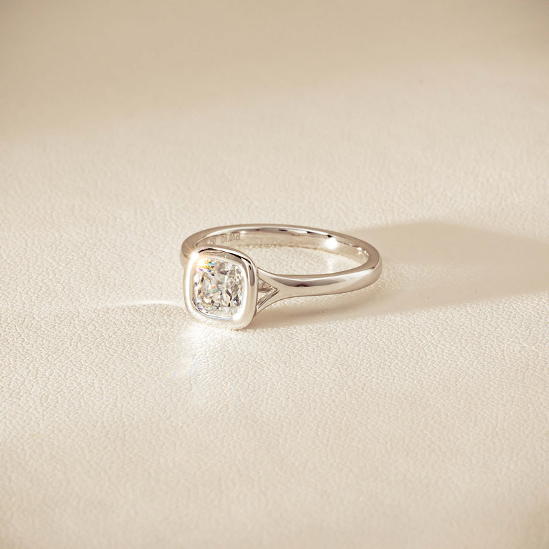 18ct White Gold 1.01ct Reclaimed Cushion Diamond Elara Ring - Ring - Walker & Hall