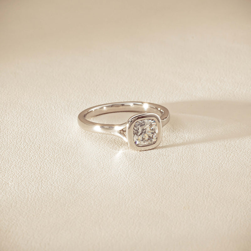 18ct White Gold 1.01ct Reclaimed Cushion Diamond Elara Ring - Ring - Walker & Hall
