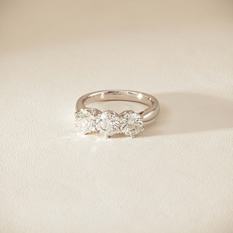 18ct White Gold 2.22ct Diamond Trilogy Ring - Ring - Walker & Hall