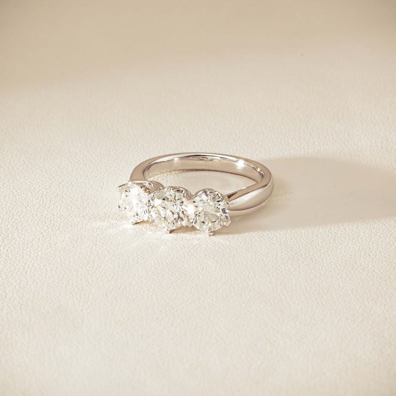 18ct White Gold 2.22ct Diamond Trilogy Ring - Ring - Walker & Hall