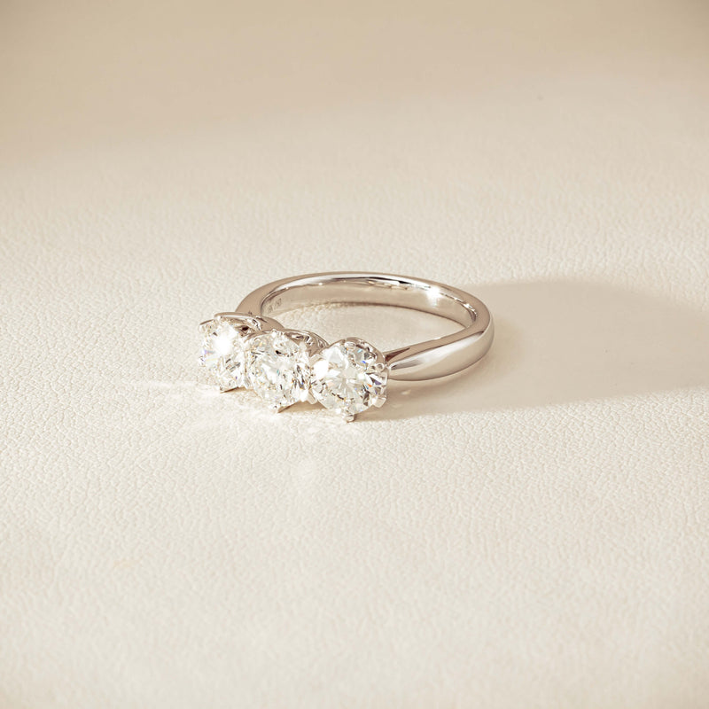 18ct White Gold 2.22ct Diamond Trilogy Ring - Ring - Walker & Hall