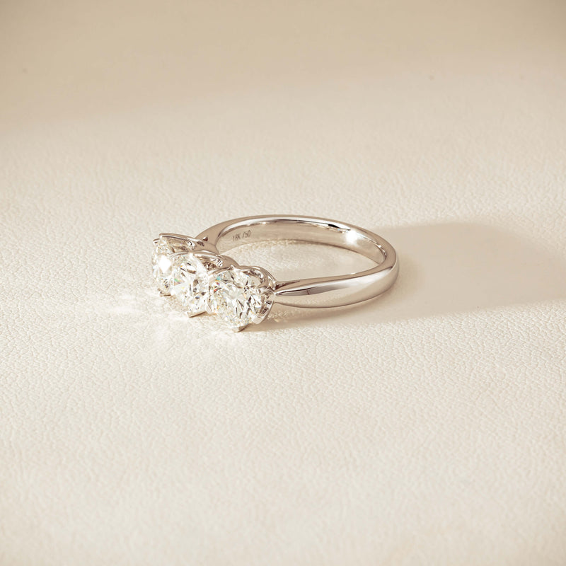 18ct White Gold 2.22ct Diamond Trilogy Ring - Ring - Walker & Hall