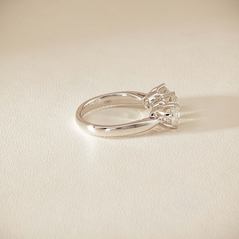 18ct White Gold 2.22ct Diamond Trilogy Ring - Ring - Walker & Hall