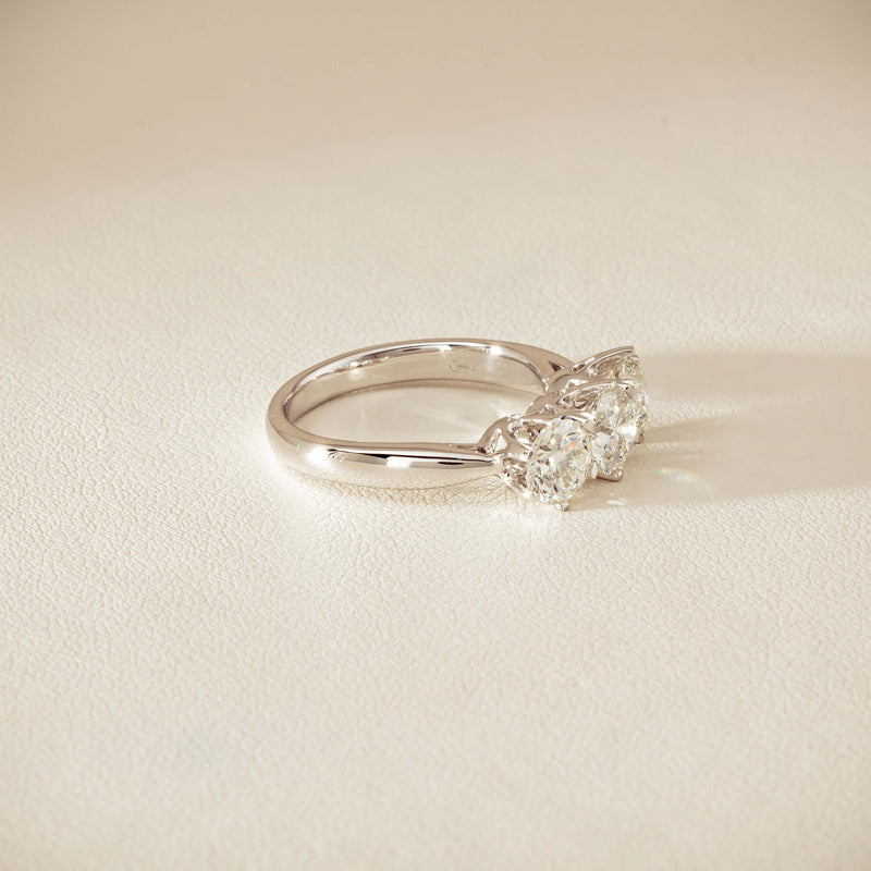 18ct White Gold 2.22ct Diamond Trilogy Ring - Ring - Walker & Hall