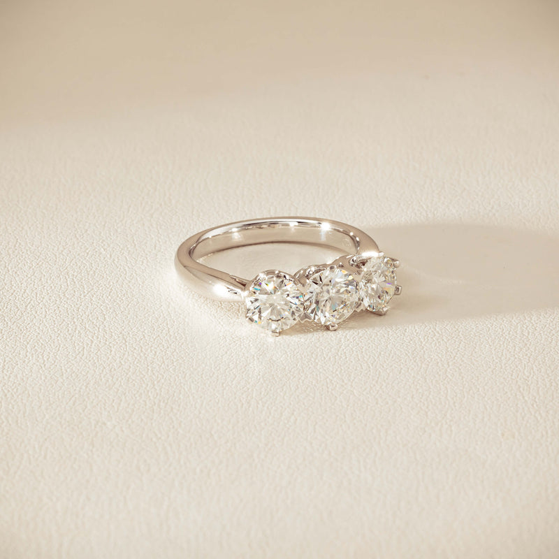 18ct White Gold 2.22ct Diamond Trilogy Ring - Ring - Walker & Hall