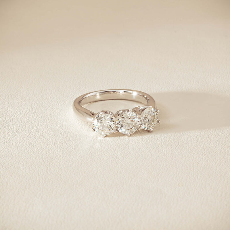 18ct White Gold 2.22ct Diamond Trilogy Ring - Ring - Walker & Hall