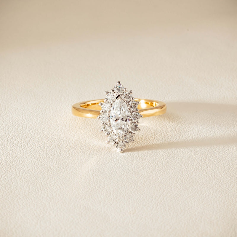 18ct Yellow Gold .57ct Marquise-Cut Diamond Belle Ring