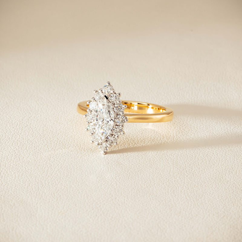 18ct Yellow Gold .57ct Marquise-Cut Diamond Belle Ring