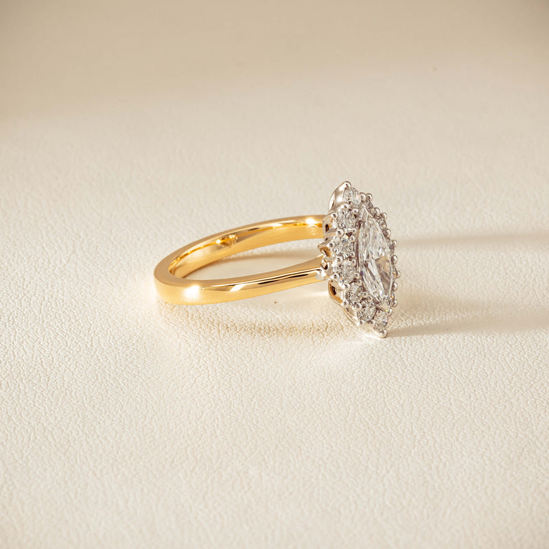 18ct Yellow Gold .57ct Marquise-Cut Diamond Belle Ring
