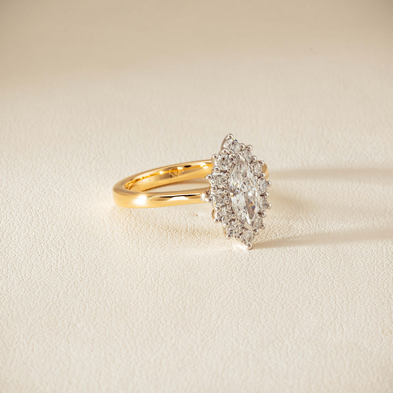 18ct Yellow Gold .57ct Marquise-Cut Diamond Belle Ring