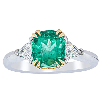 18ct White & Yellow Gold 1.78ct Emerald & Diamond Ring-Ring-Walker & Hall