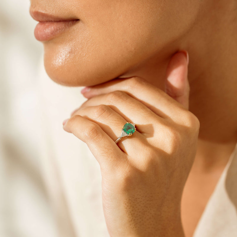 18ct White & Yellow Gold 1.78ct Emerald & Diamond Ring-Ring-Walker & Hall