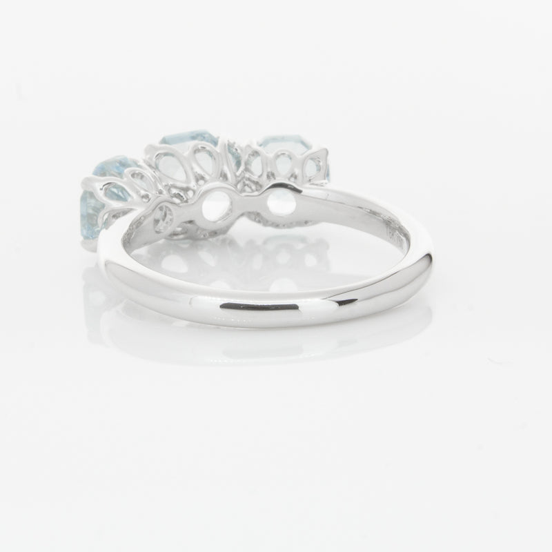 18ct White Gold Three Stone Aquamarine Octavia Ring-Ring-Walker & Hall