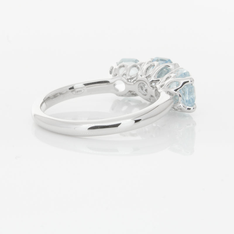 18ct White Gold Three Stone Aquamarine Octavia Ring-Ring-Walker & Hall