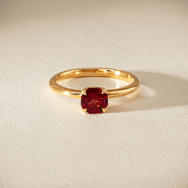 18ct Yellow Gold Garnet Mini Octavia Ring - Ring - Walker & Hall