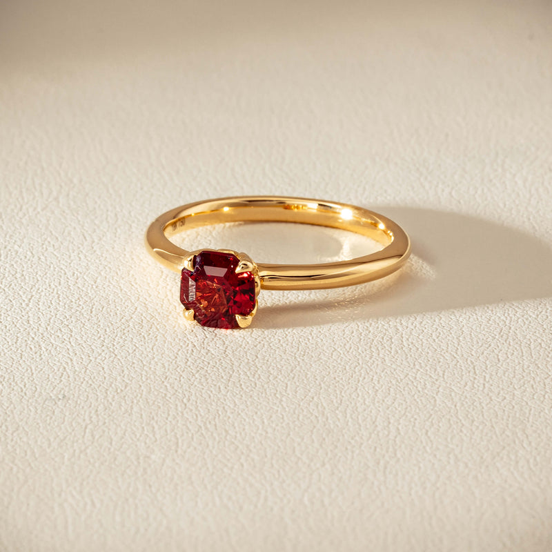 18ct Yellow Gold Garnet Mini Octavia Ring - Ring - Walker & Hall