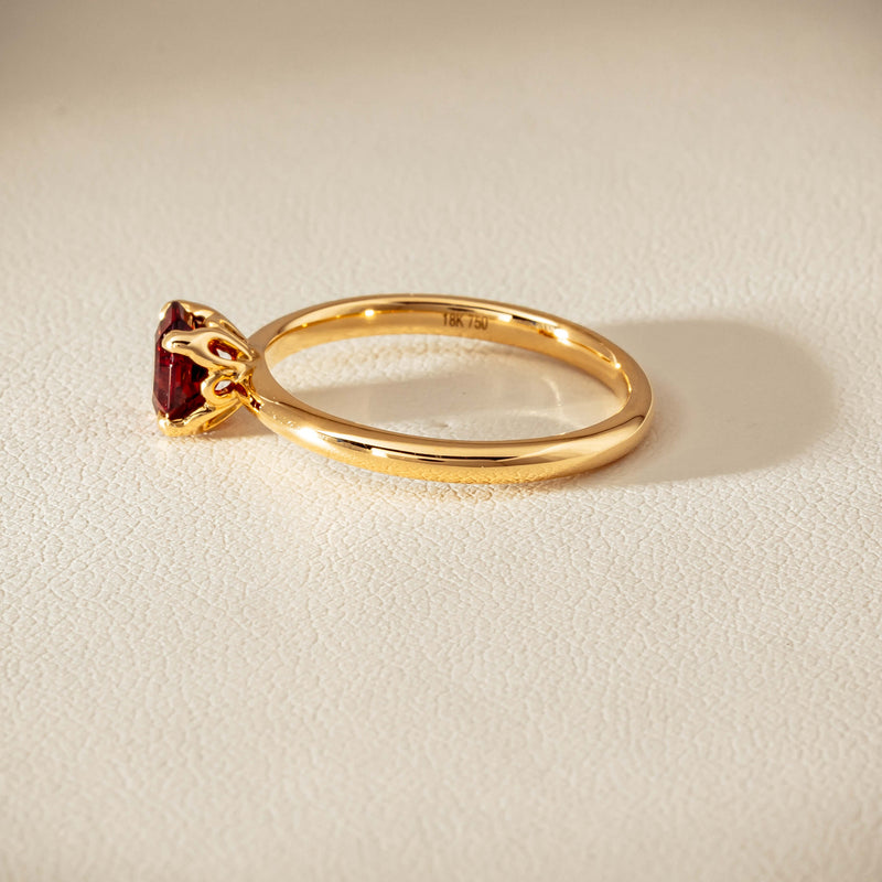 18ct Yellow Gold Garnet Mini Octavia Ring - Ring - Walker & Hall
