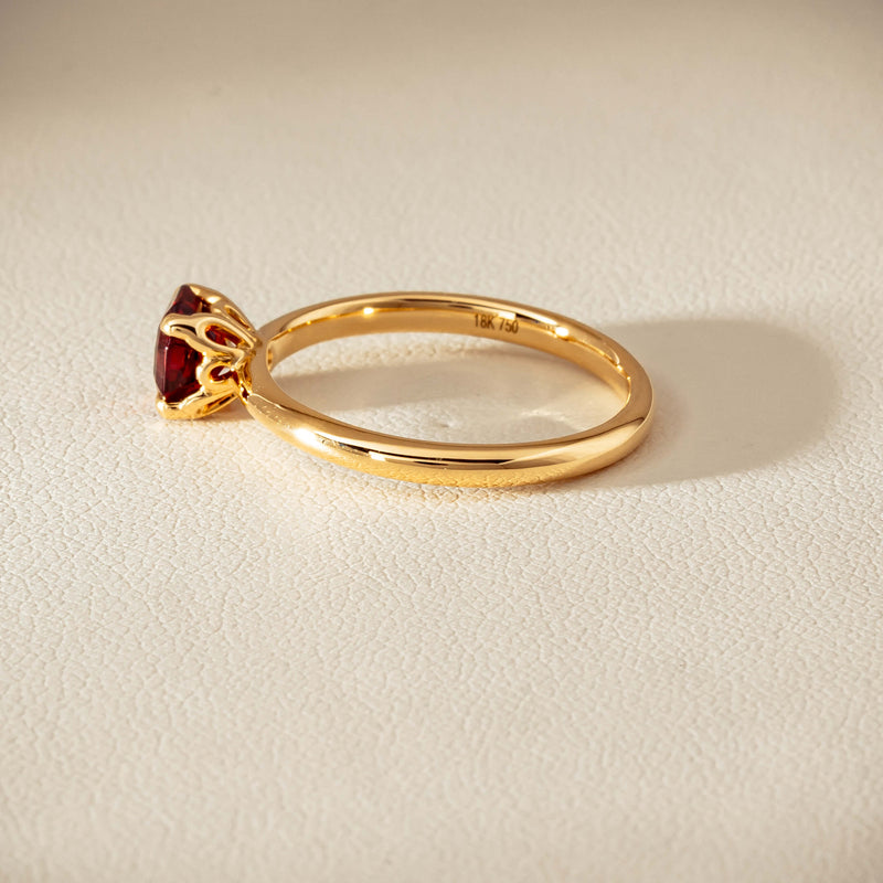 18ct Yellow Gold Garnet Mini Octavia Ring - Ring - Walker & Hall
