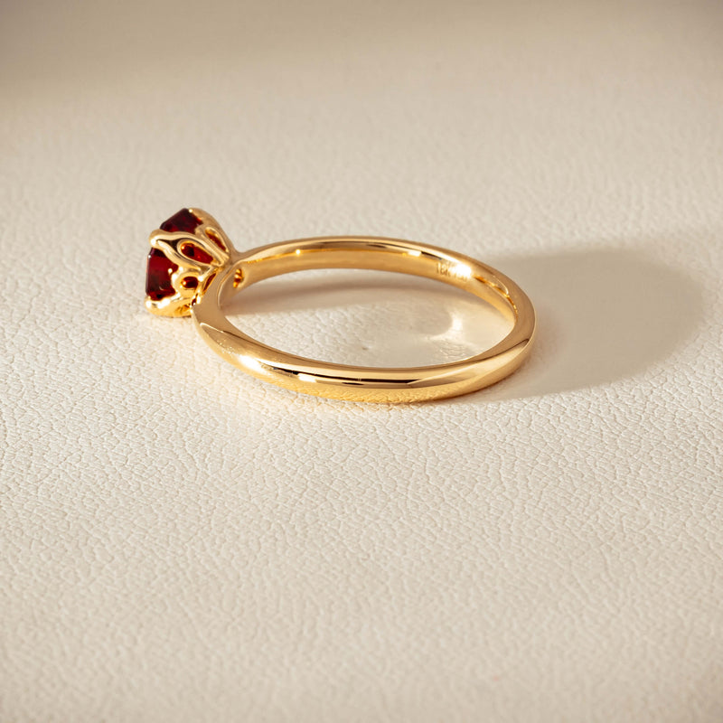 18ct Yellow Gold Garnet Mini Octavia Ring - Ring - Walker & Hall