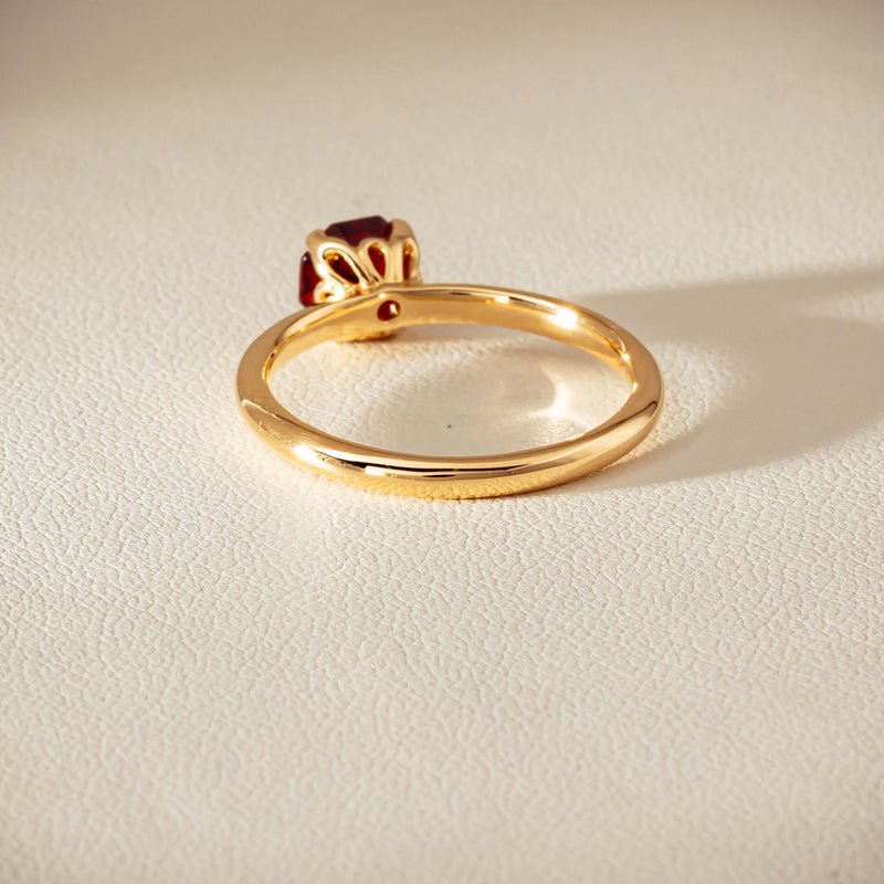 18ct Yellow Gold Garnet Mini Octavia Ring - Ring - Walker & Hall