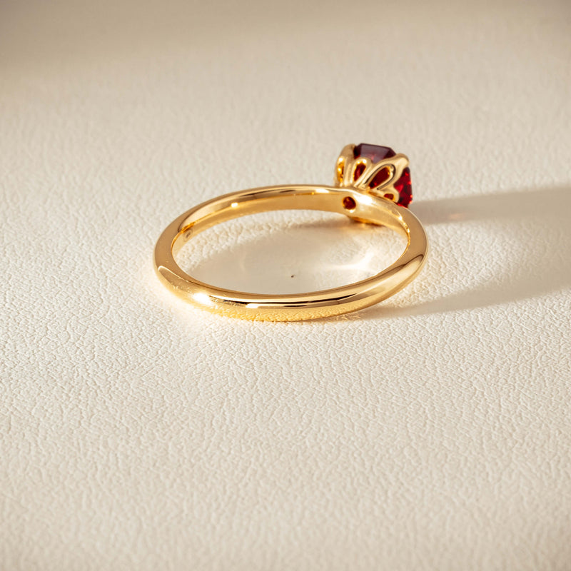 18ct Yellow Gold Garnet Mini Octavia Ring - Ring - Walker & Hall