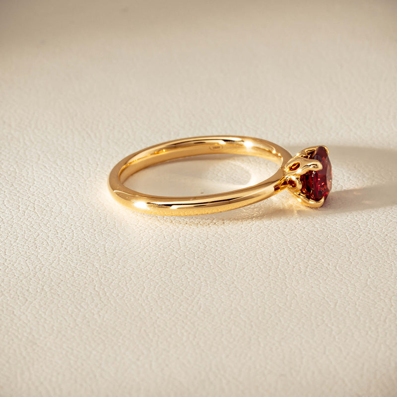 18ct Yellow Gold Garnet Mini Octavia Ring - Ring - Walker & Hall