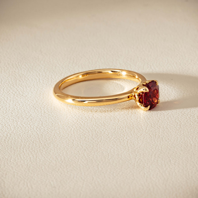18ct Yellow Gold Garnet Mini Octavia Ring - Ring - Walker & Hall