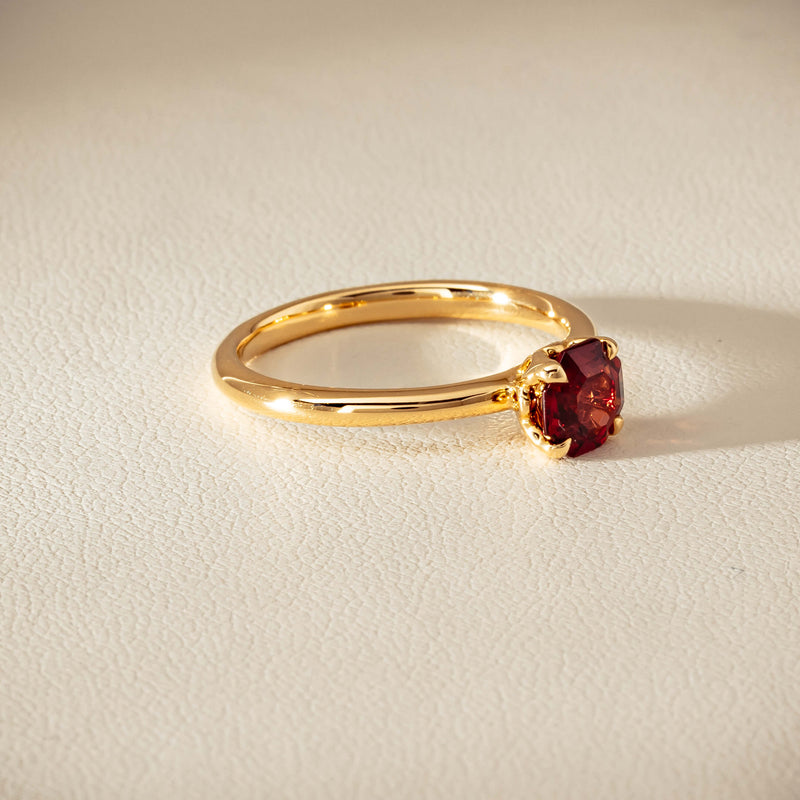18ct Yellow Gold Garnet Mini Octavia Ring - Ring - Walker & Hall