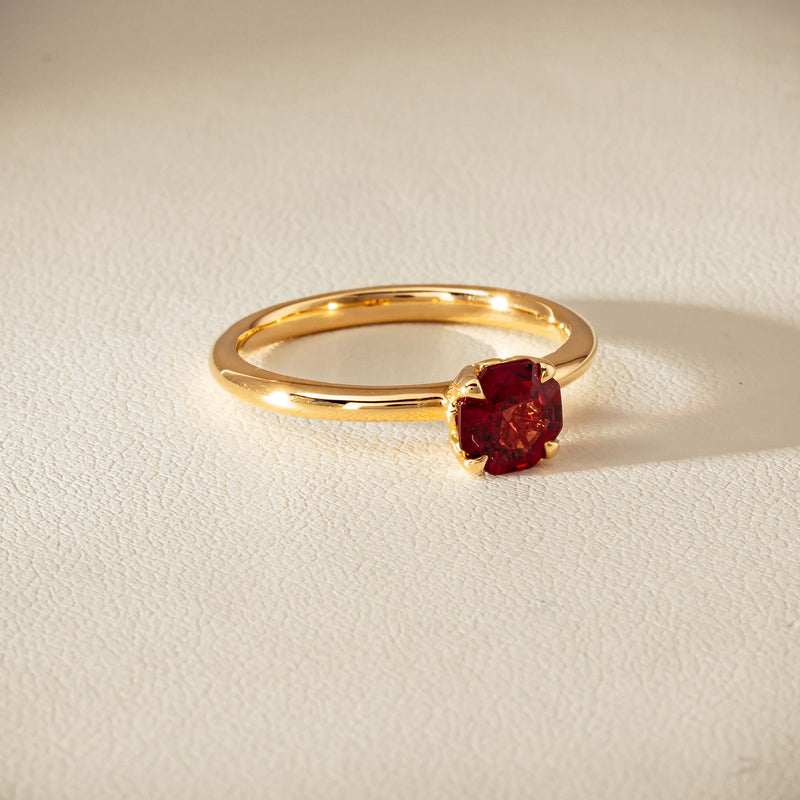 18ct Yellow Gold Garnet Mini Octavia Ring - Ring - Walker & Hall