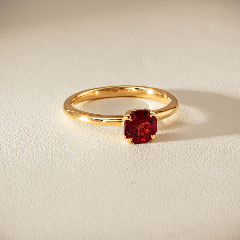 18ct Yellow Gold Garnet Mini Octavia Ring - Ring - Walker & Hall
