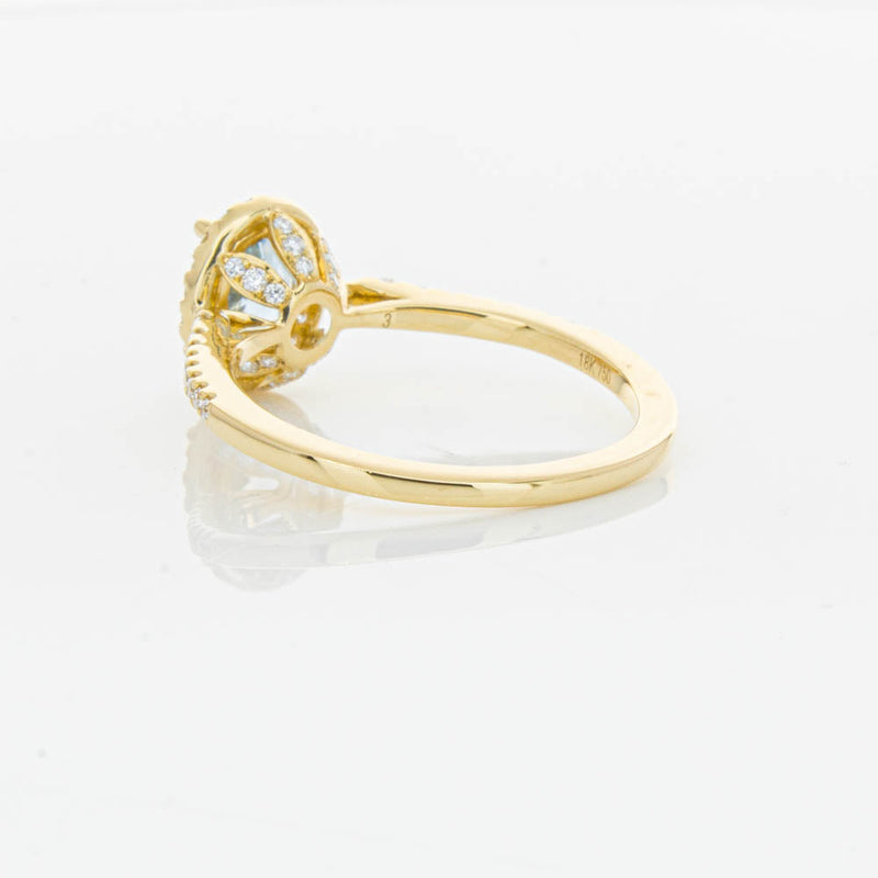 18ct Yellow Gold Aquamarine & Diamond Mini Sierra Ring-Ring-Walker & Hall
