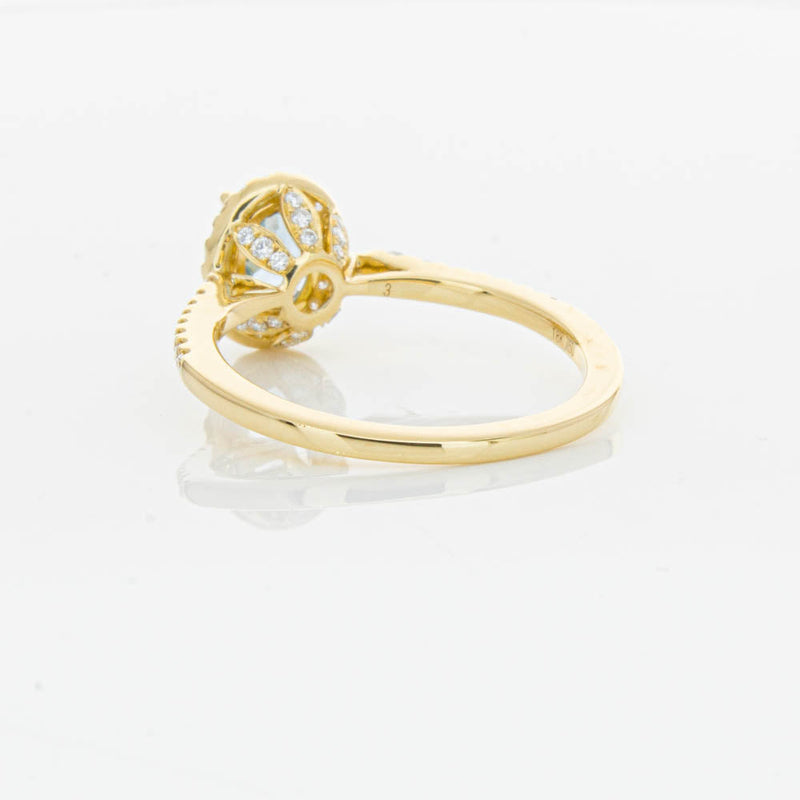 18ct Yellow Gold Aquamarine & Diamond Mini Sierra Ring-Ring-Walker & Hall