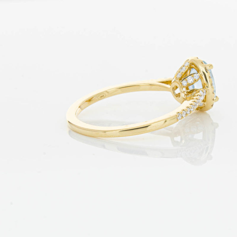 18ct Yellow Gold Aquamarine & Diamond Mini Sierra Ring-Ring-Walker & Hall