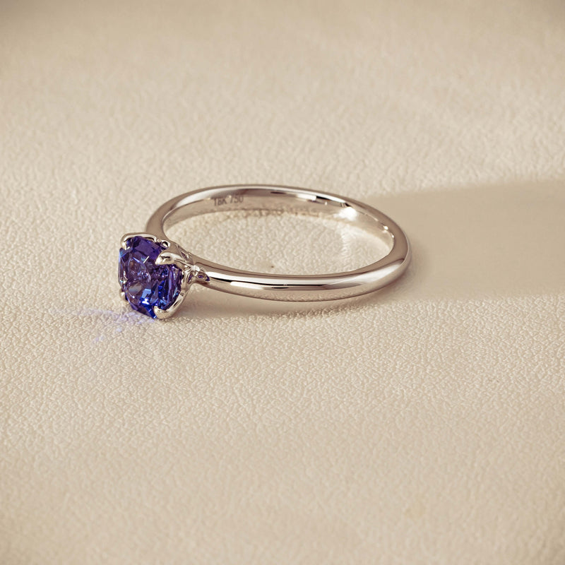 18ct White Gold Tanzanite Mini Octavia Ring - Ring - Walker & Hall