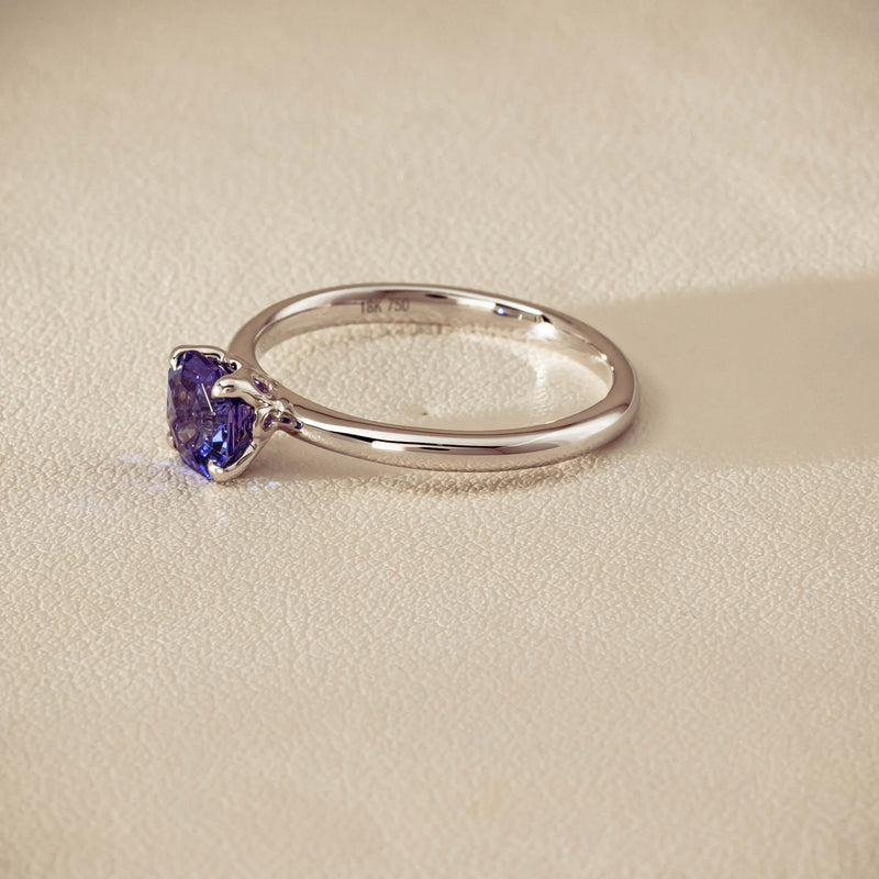 18ct White Gold Tanzanite Mini Octavia Ring - Ring - Walker & Hall