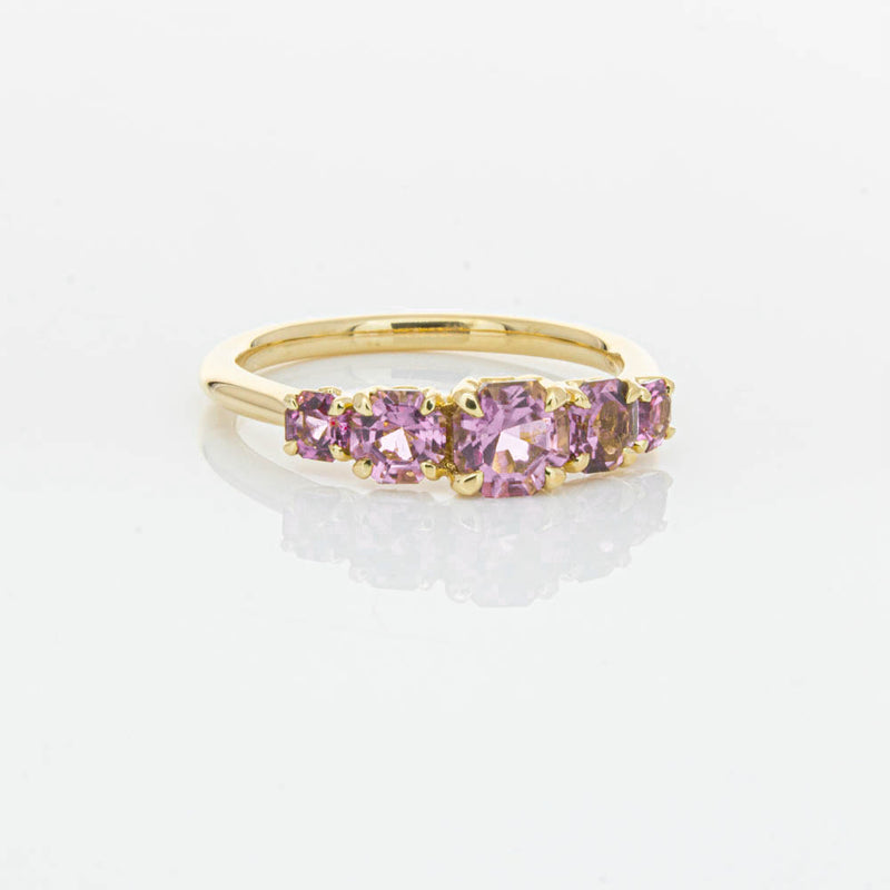 18ct Yellow Gold Five Stone Pink Tourmaline Octavia Ring-Ring-Walker & Hall