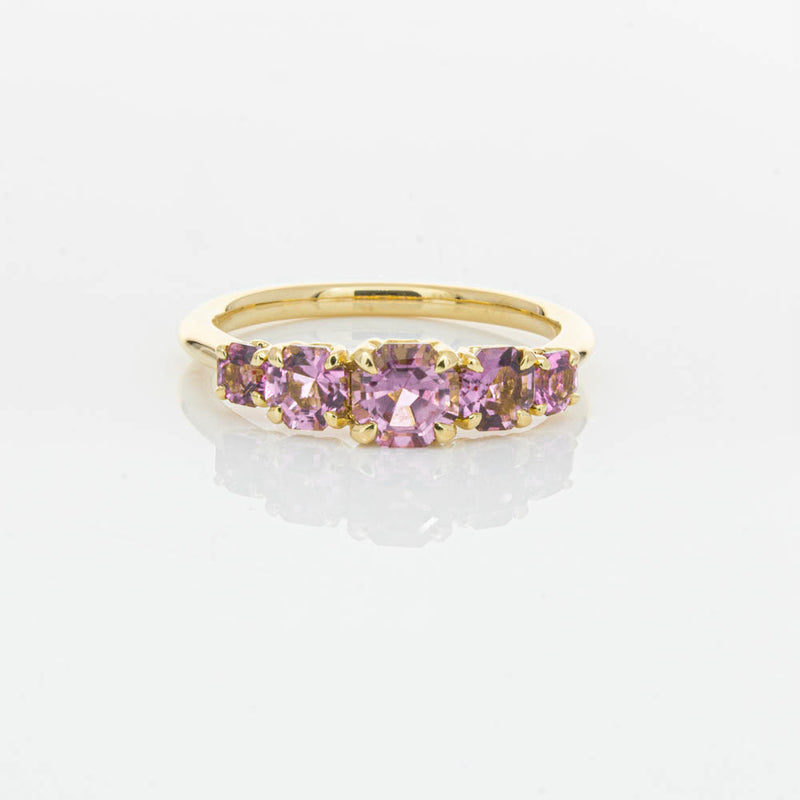 18ct Yellow Gold Five Stone Pink Tourmaline Octavia Ring-Ring-Walker & Hall