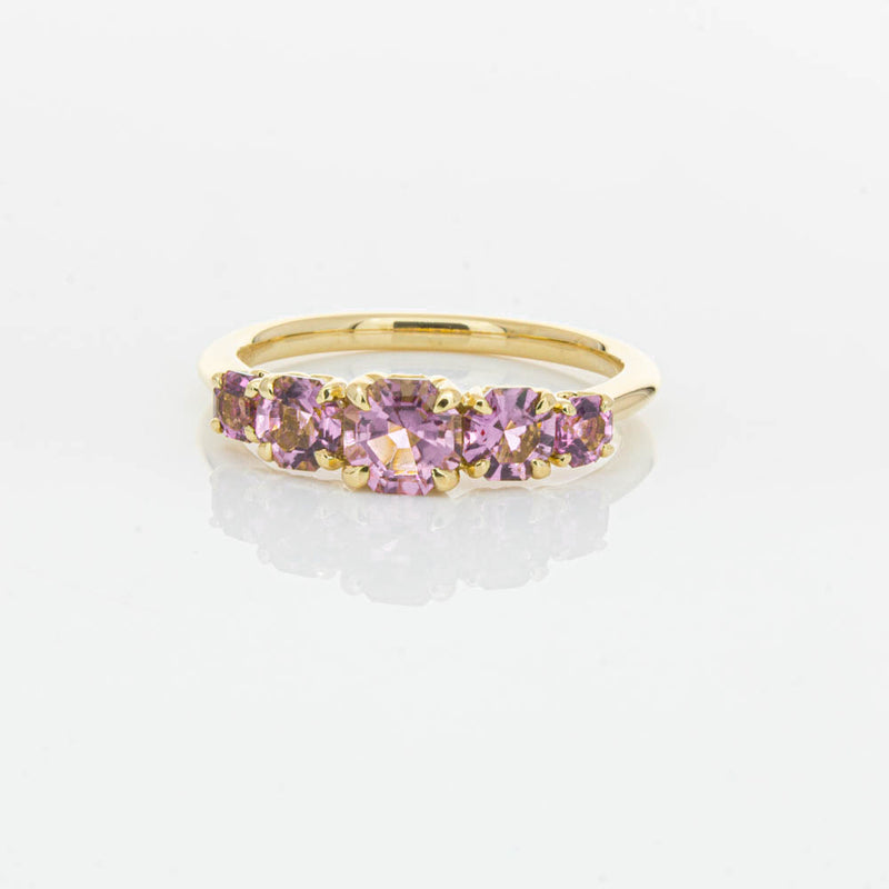 18ct Yellow Gold Five Stone Pink Tourmaline Octavia Ring-Ring-Walker & Hall