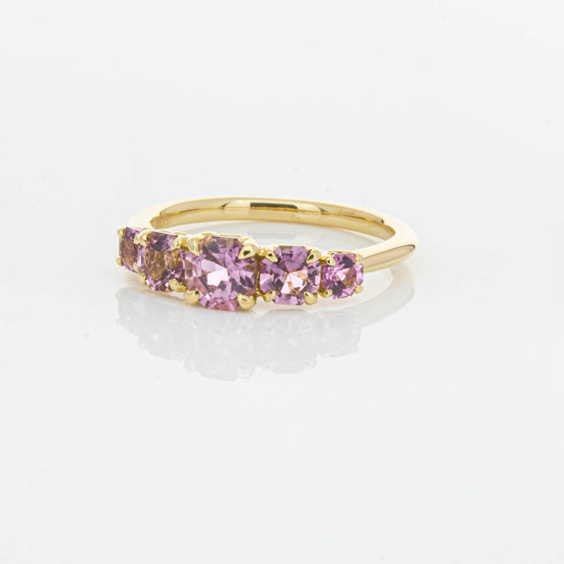 18ct Yellow Gold Five Stone Pink Tourmaline Octavia Ring-Ring-Walker & Hall