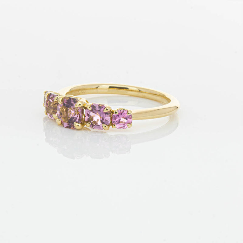 18ct Yellow Gold Five Stone Pink Tourmaline Octavia Ring-Ring-Walker & Hall