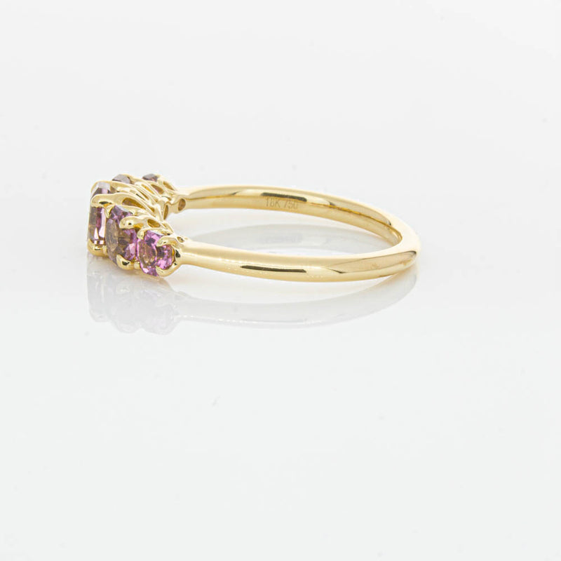 18ct Yellow Gold Five Stone Pink Tourmaline Octavia Ring-Ring-Walker & Hall