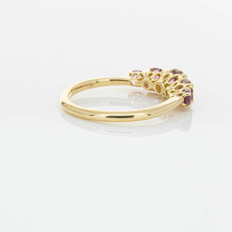 18ct Yellow Gold Five Stone Pink Tourmaline Octavia Ring-Ring-Walker & Hall