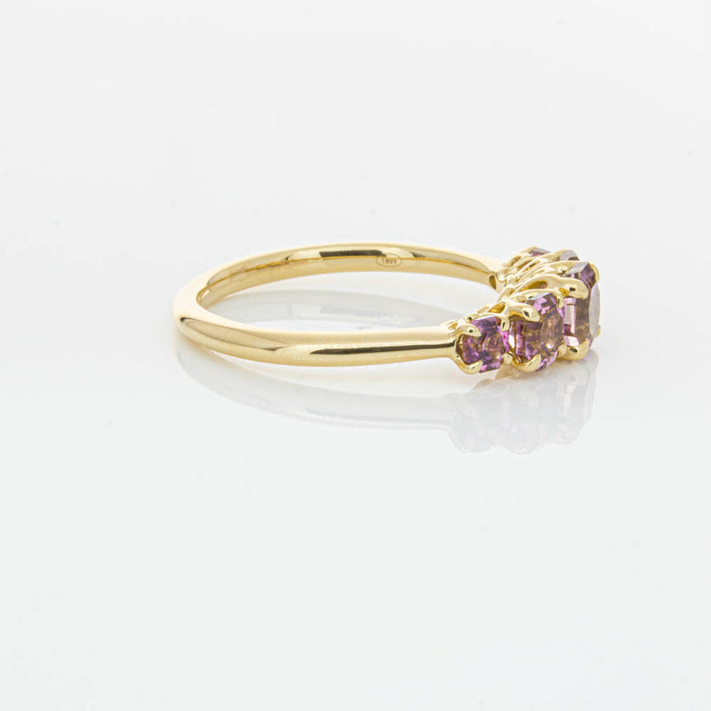 18ct Yellow Gold Five Stone Pink Tourmaline Octavia Ring-Ring-Walker & Hall